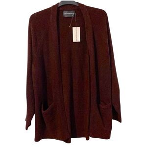NWT Ladies Calvin Klein Maroon Cardigan. Acrylic, Nylon, Wool